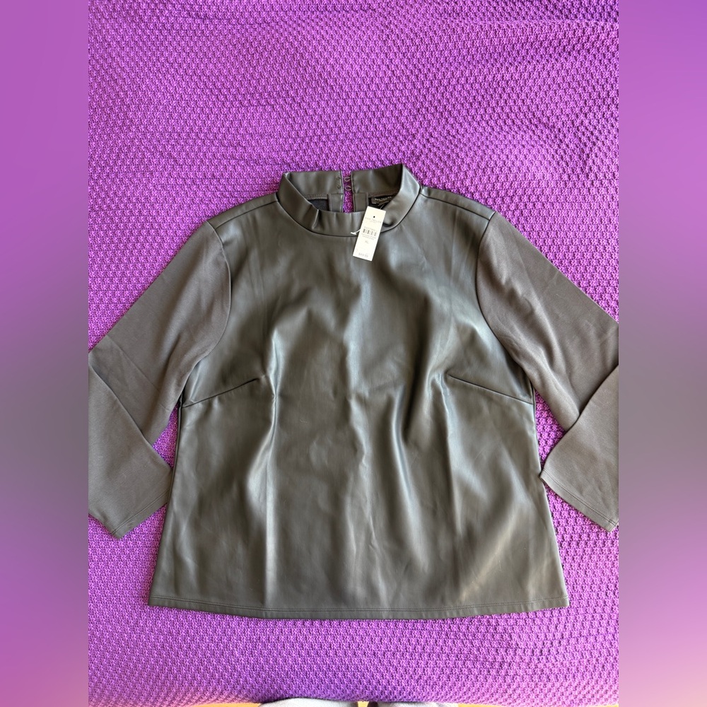 Faux Leather Top Blouse Ann Taylor